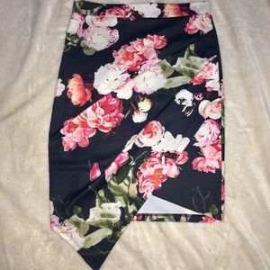 Black Floral pencil skirt